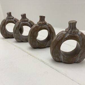 Set of 4 Autumn Pumpkin Napkin Rings Fall Harvest Thanksgiving Table Heavy